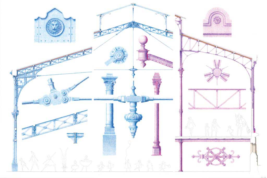 Comparative Detail Study of Carreau du Temple & Marché couvert d'Albi